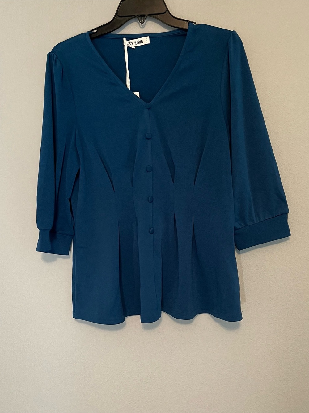 Grace Karin Faux Button Front with Gathers at the Waist Size L